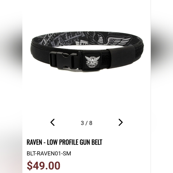We The People Holsters Raven Slimline Gun Belt in Black Size S-M - Picture 3 of 4
